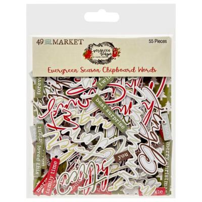 49 And Market Evergreen Season - Chipboard Words